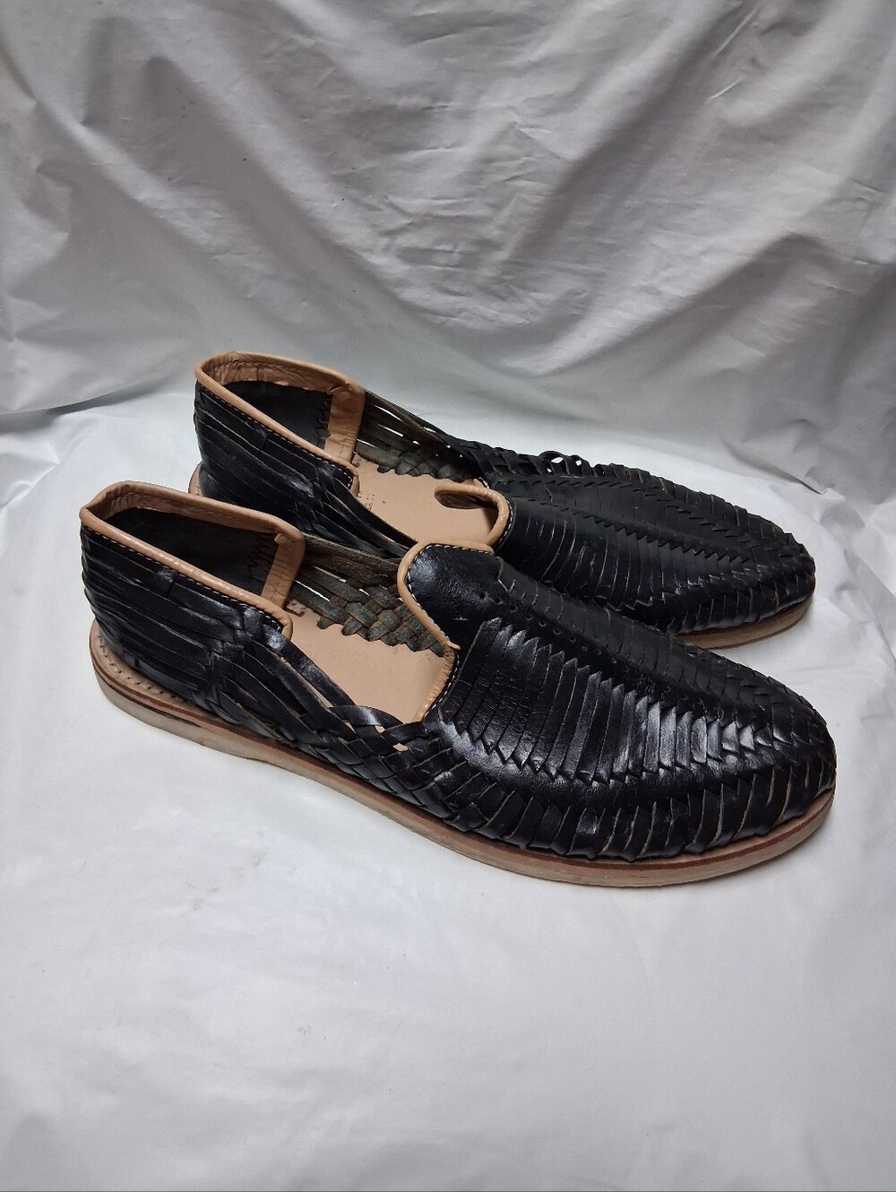 Made In Mexico Black Woven Leather Slip-On Men’s Shoes Size Mex 29- US 11